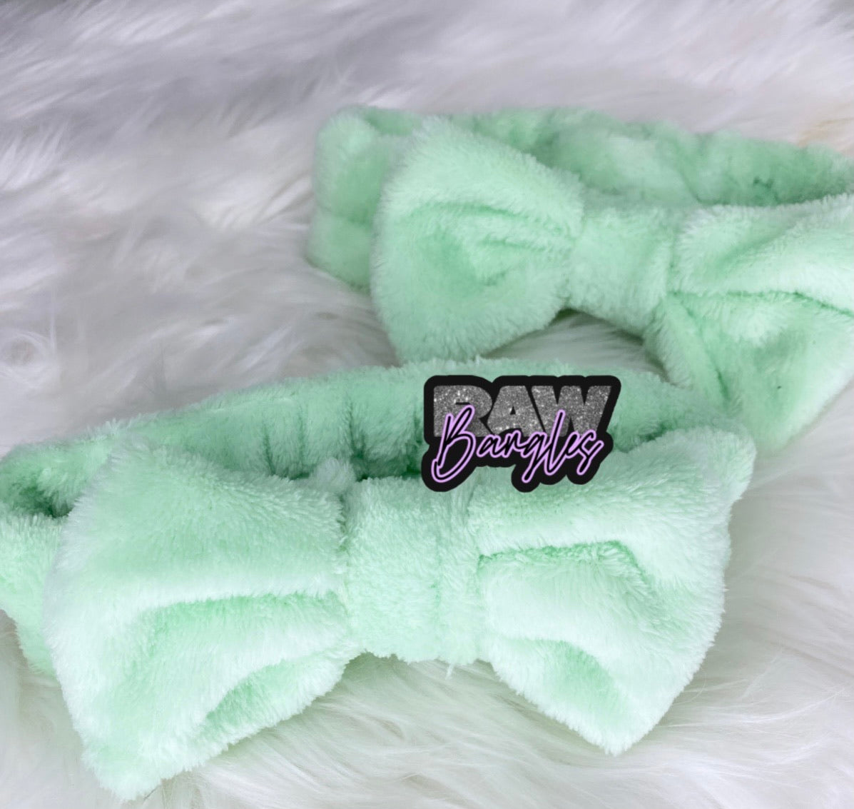 Mint green bow headband